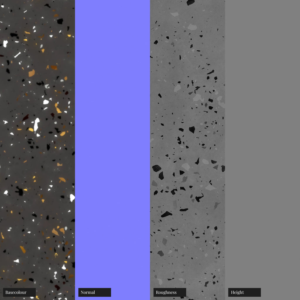Deep Cocoa Recycled Terrazzo Plastic PBR Texture - Example Scene Visualization | Superellipse
