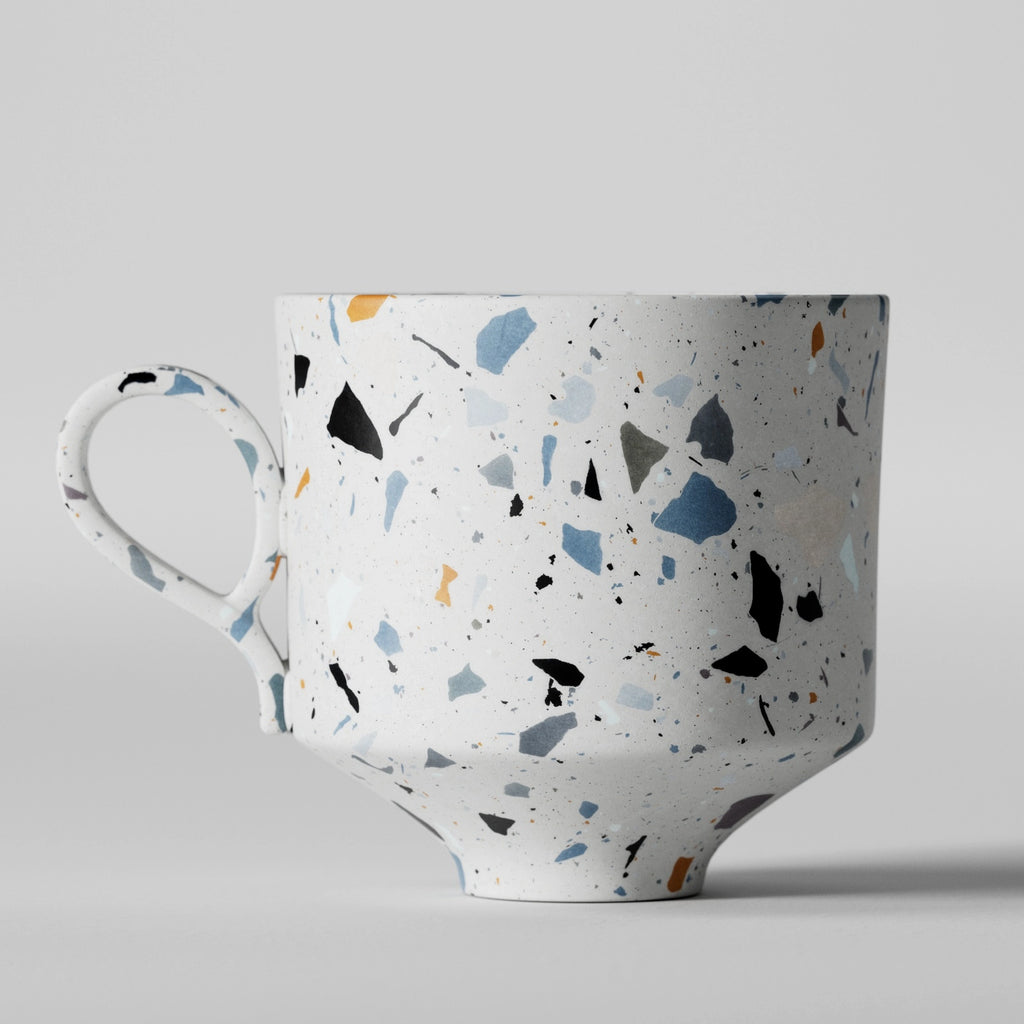 White Ceramic Terrazzo Mixed Aggregates PBR Texture - Example Scene Visualization | Superellipse