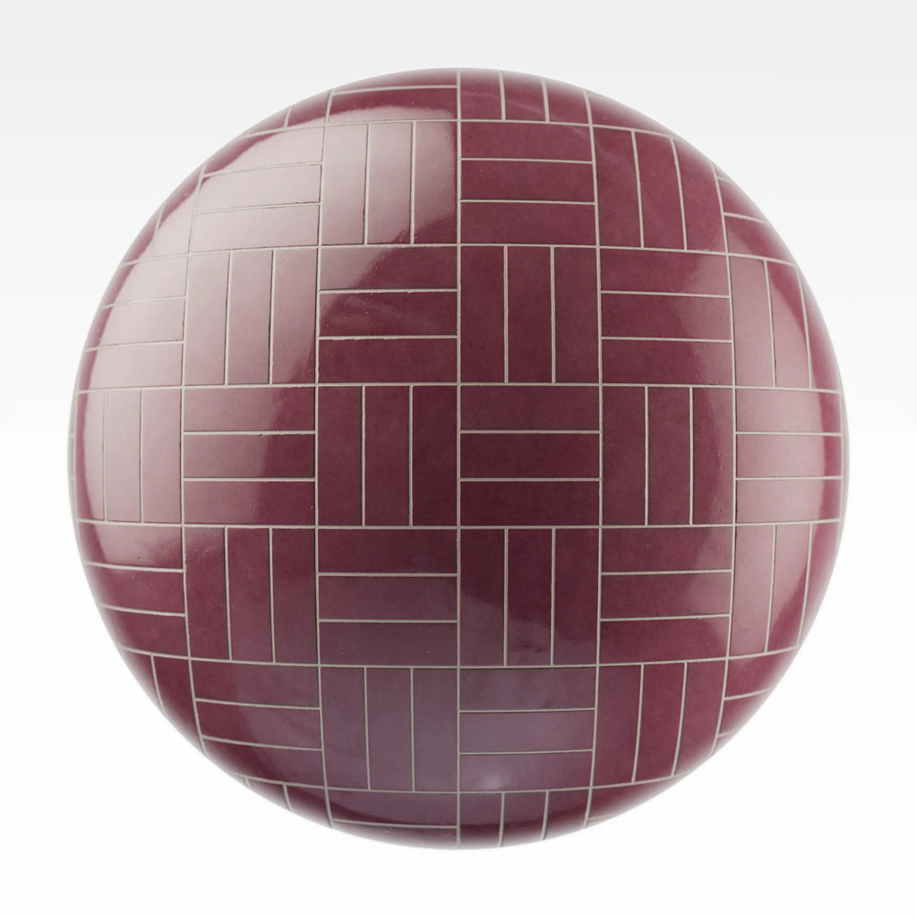 Zellige Burgundy Triple Basketweave Tile PBR Texture - Sphere Swatch Preview | Superellipse