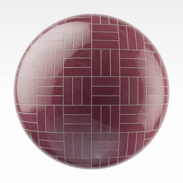 Zellige Burgundy Triple Basketweave Tile PBR Texture - Sphere Swatch Preview | Superellipse