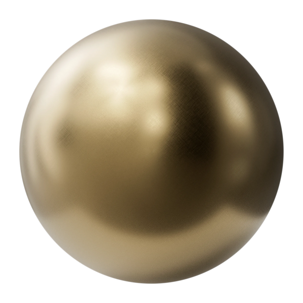 Fine Crosshatch Brushed Gold Metal PBR Texture - Sphere Swatch Preview | Superellipse