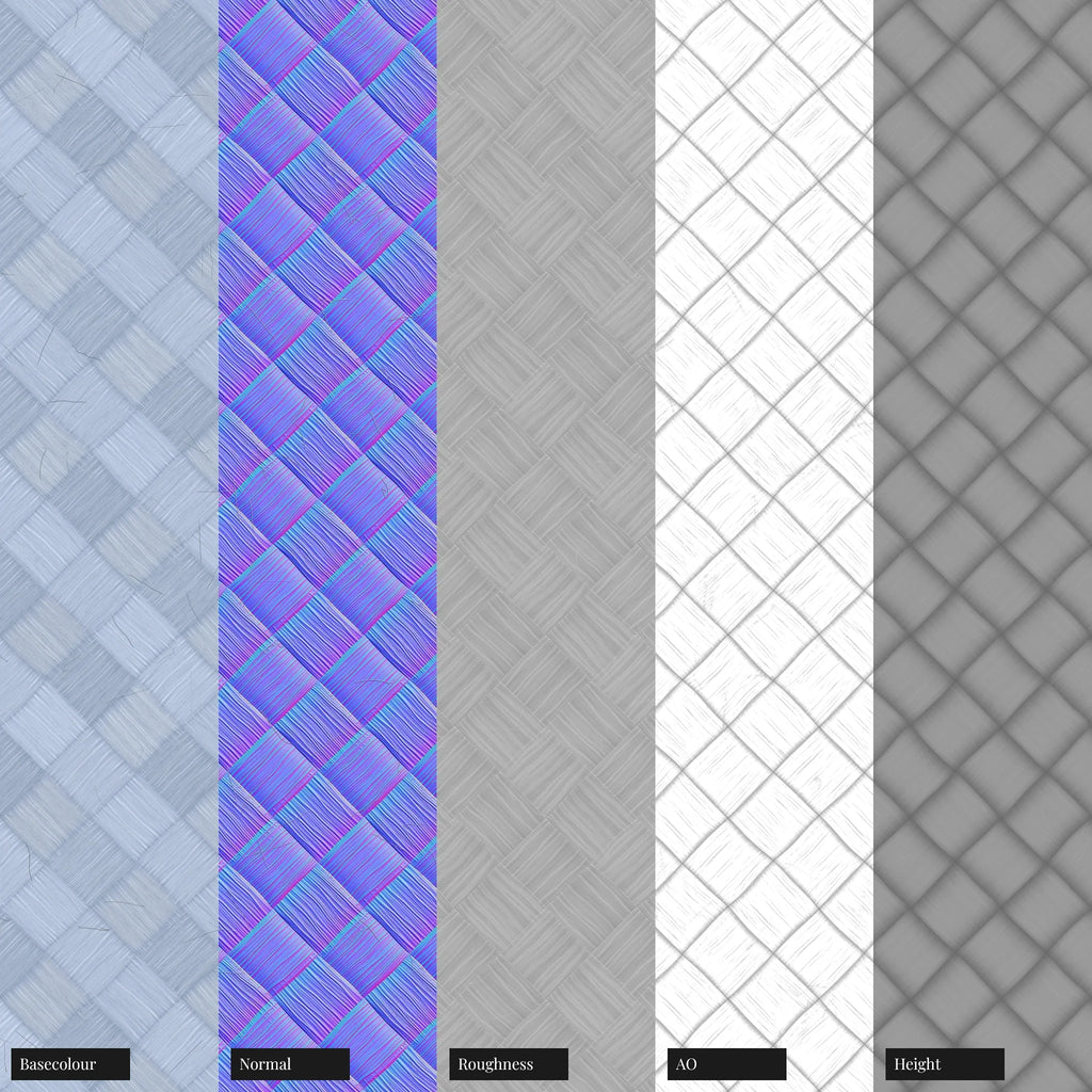 Blue iMac Nylon Braided Cord PBR Texture - Example Scene Visualization | Superellipse