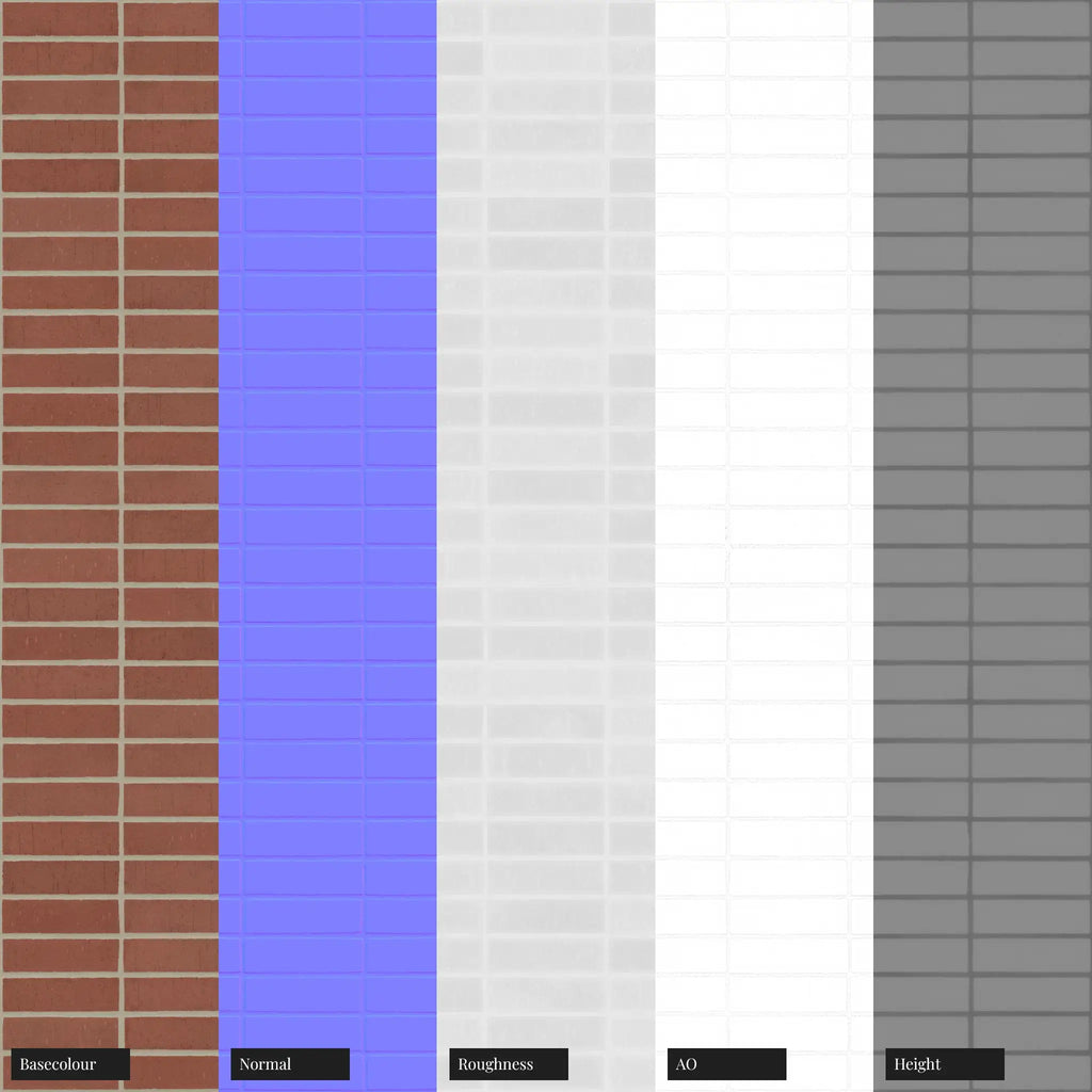 Forterra Dragfaced Red Brick Stack Bond PBR Texture - Example Scene Visualization | Superellipse