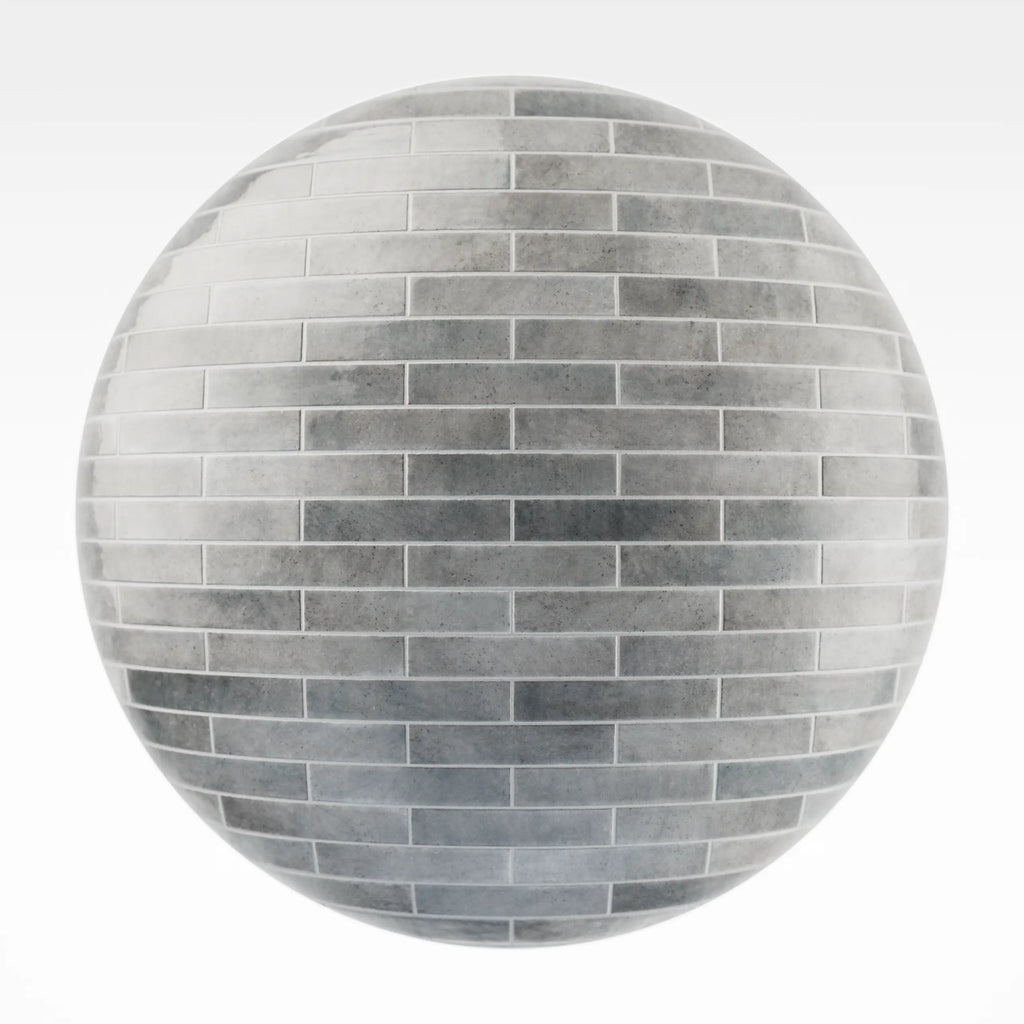 Hoxton Arctic Grey Brickbond Tile PBR Texture - Sphere Swatch Preview | Superellipse