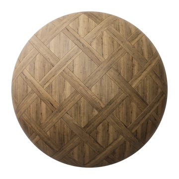 Rustic Oak Wood Basketweave Floor PBR Texture - Sphere Swatch Preview | Superellipse