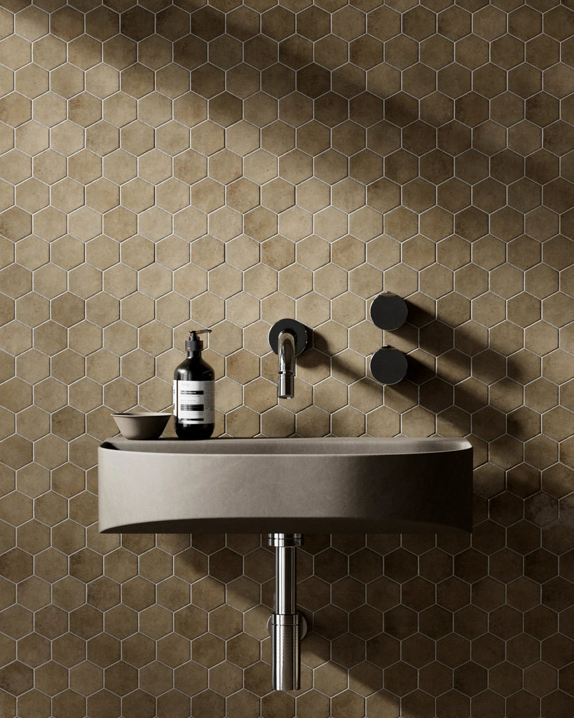 Hoxton Ochre Hex Tile PBR Texture - Example Scene Visualization | Superellipse