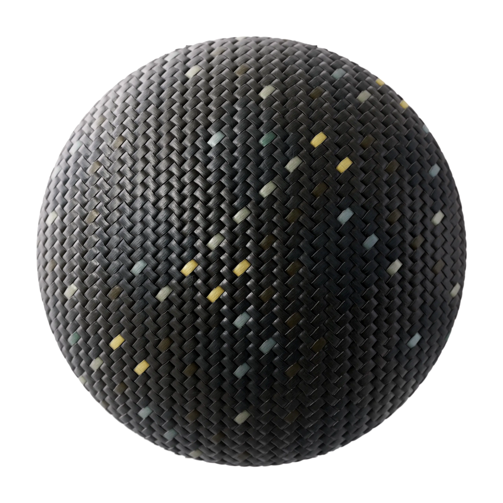 Carbon Pixel Braided Cord PBR Texture - Sphere Swatch Preview | Superellipse