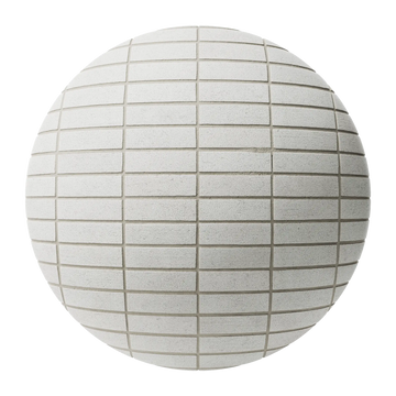 White Ash Specked Stack Bond Brick PBR Texture - Sphere Swatch Preview | Superellipse