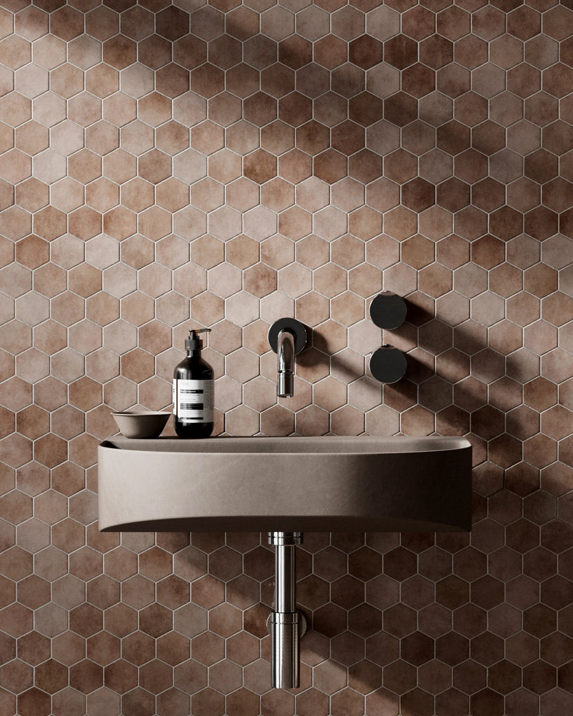 Hoxton Pink Salmon Hex Tile PBR Texture - Example Scene Visualization | Superellipse