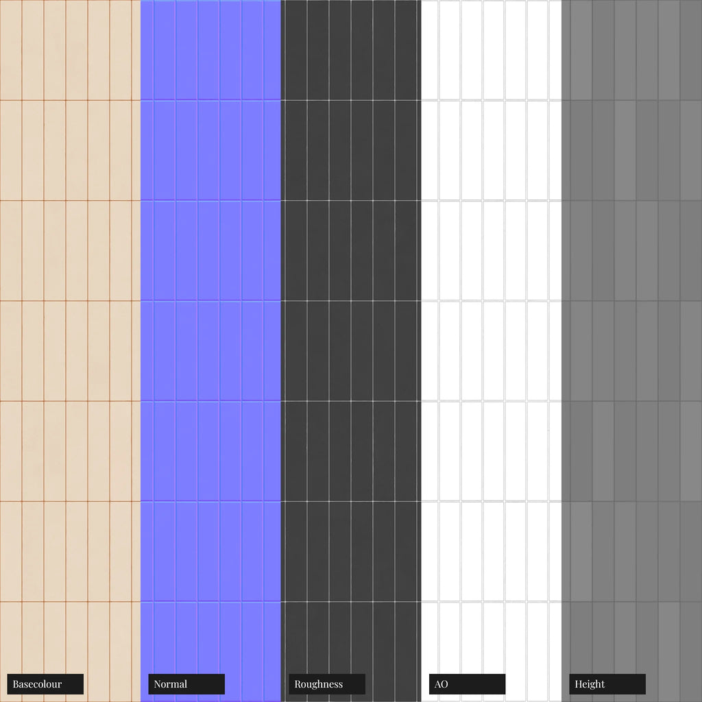 Contemporary Vanilla Tile Coordinated Grout PBR Texture - Example Scene Visualization | Superellipse