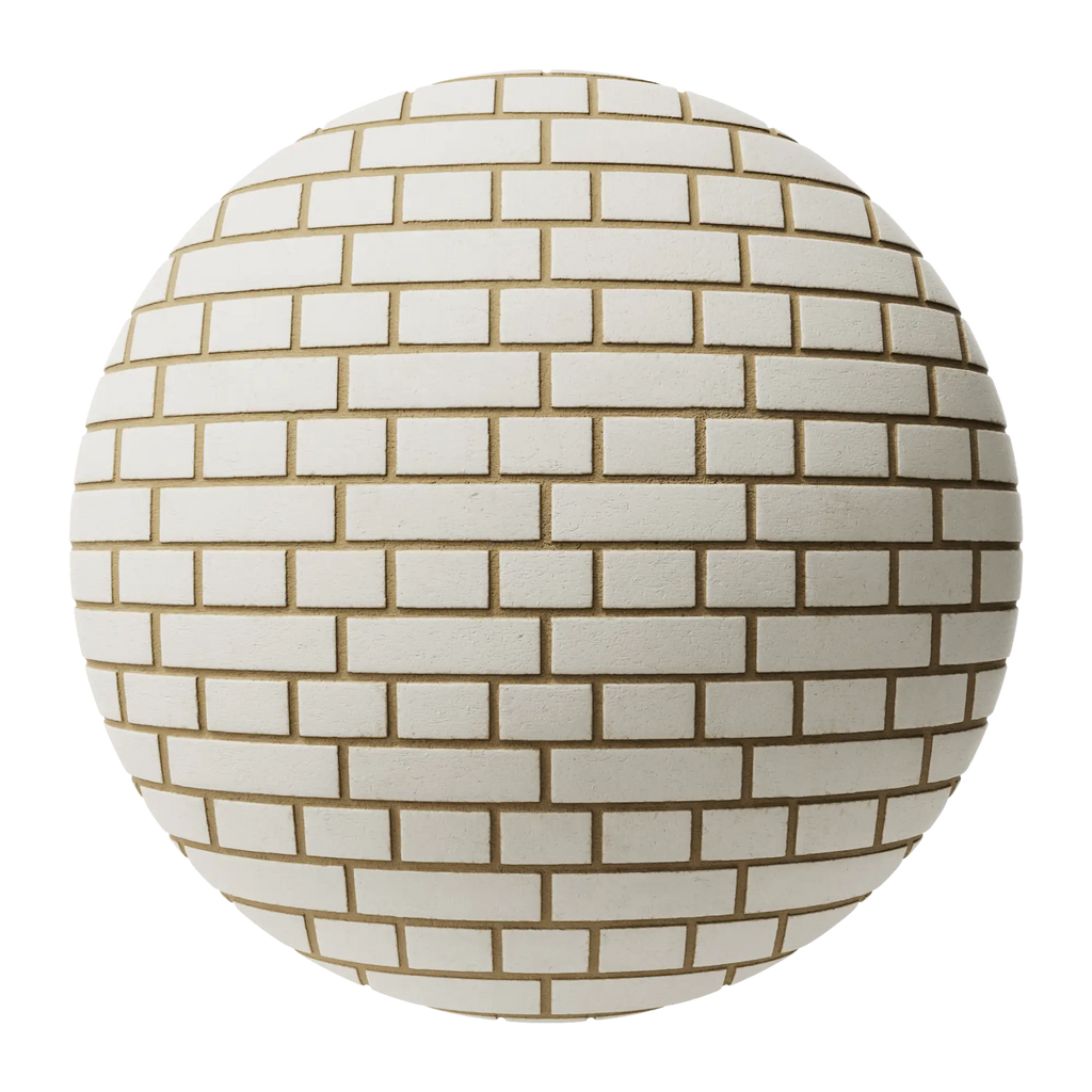 Porcelain White Smooth English Bond Brick PBR Texture - Sphere Swatch Preview | Superellipse