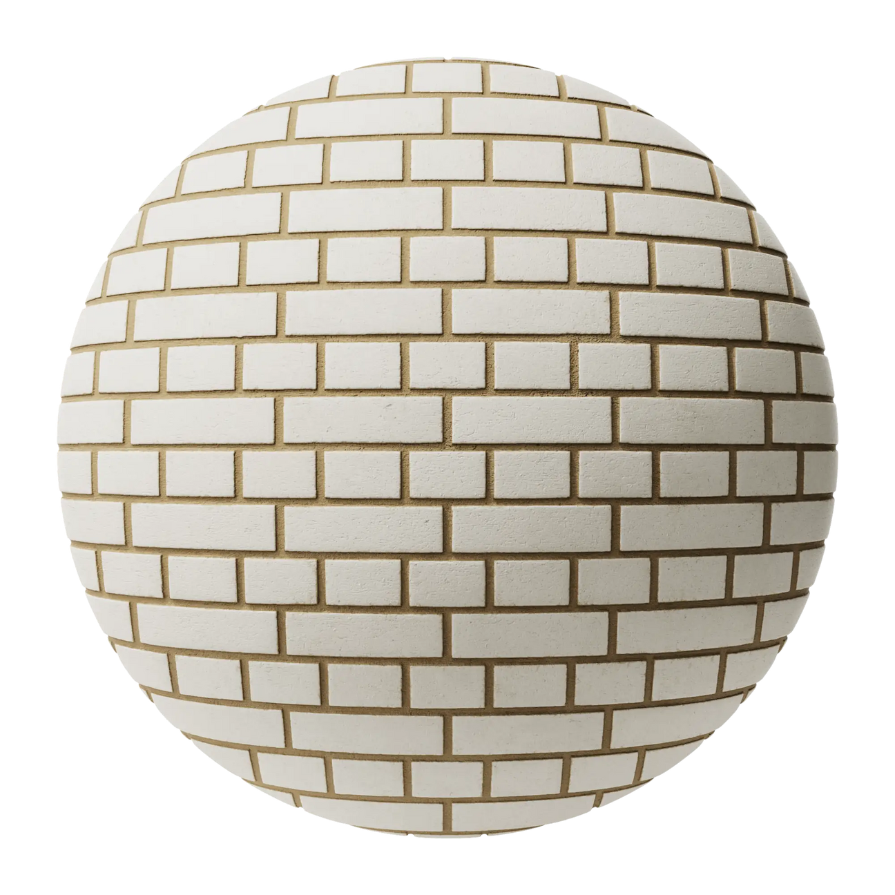 Porcelain White Smooth English Bond Brick PBR Texture - Sphere Swatch Preview | Superellipse