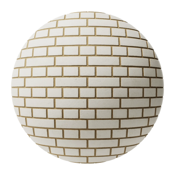 Porcelain White Smooth English Bond Brick PBR Texture - Sphere Swatch Preview | Superellipse