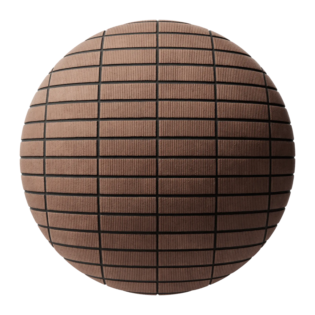 Old Mill Red Grooved Brick Stack Bond PBR Texture - Sphere Swatch Preview | Superellipse