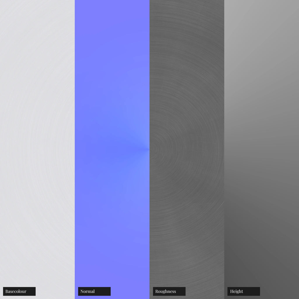 Radial Brushed Buffed Aluminium Metal PBR Texture - Example Scene Visualization | Superellipse