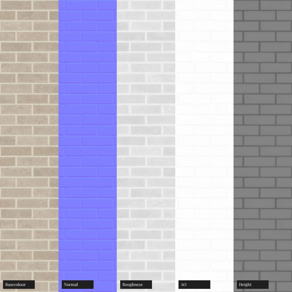 Palebrook Smooth Running Bond Architectural Brick PBR Texture - Example Scene Visualization | Superellipse