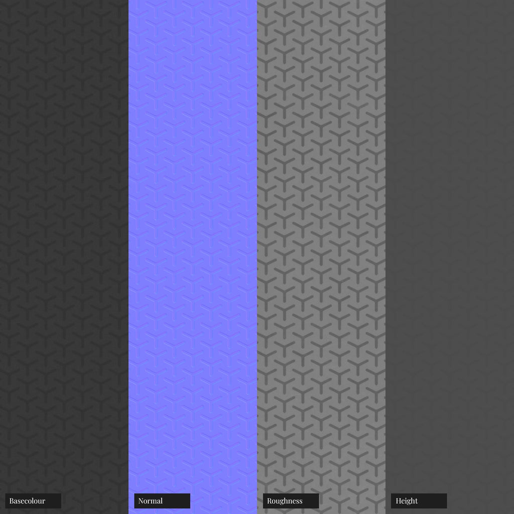 Embossed Y Lattice Patterned Plastic PBR Texture - Example Scene Visualization | Superellipse