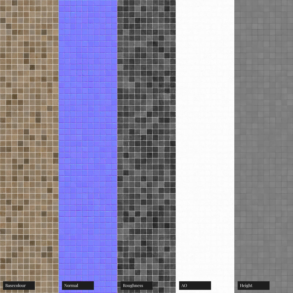 Zellige Sandstone Mosaic Tile PBR Texture - Example Scene Visualization | Superellipse