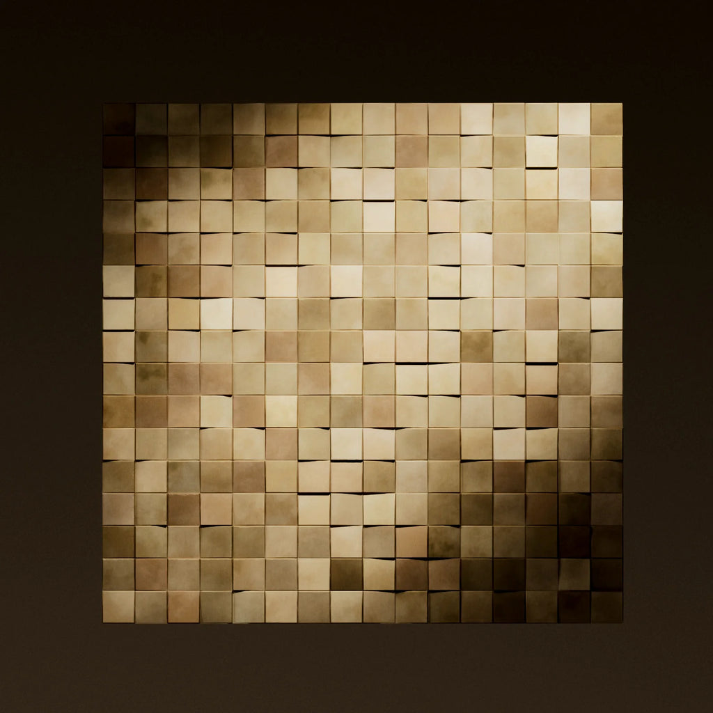 Oxidised Brass Square 3D Metal Panel PBR Texture - Example Scene Visualization | Superellipse