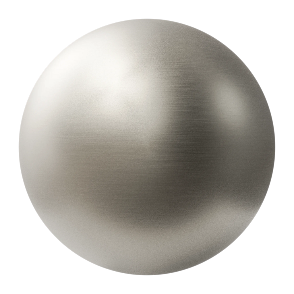 Rough Brushed Platinum Metal PBR Texture - Sphere Swatch Preview | Superellipse