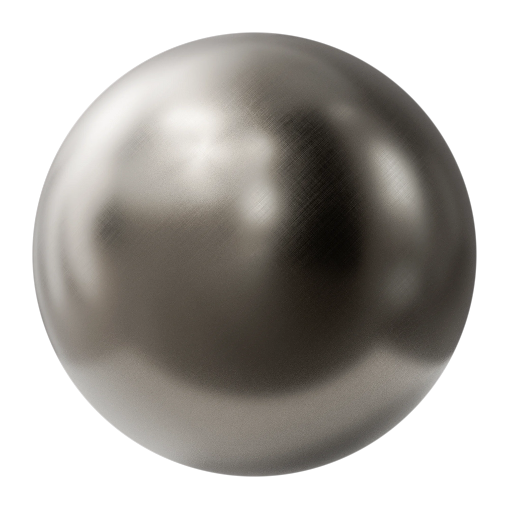 Fine Crosshatch Brushed Titanium Metal PBR Texture - Sphere Swatch Preview | Superellipse