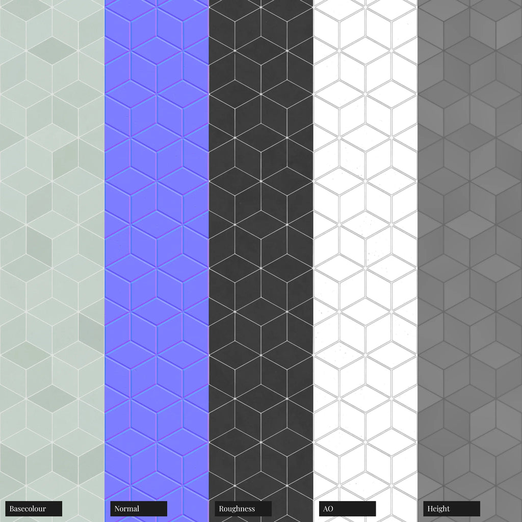 Diamond Matte Summer Teal Tile PBR Texture - Example Scene Visualization | Superellipse