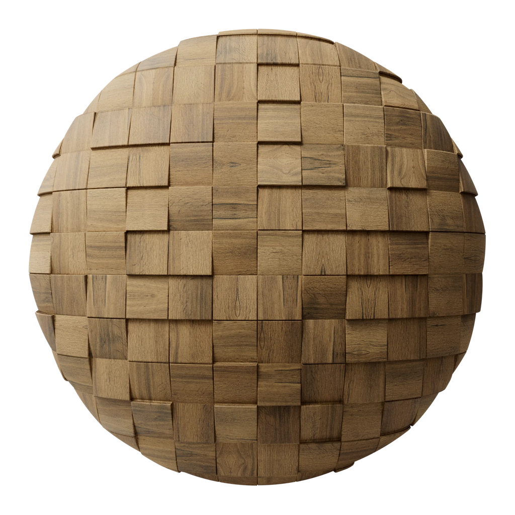 Bevelled Vertical Square Oak Wood Panel PBR Texture - Sphere Swatch Preview | Superellipse