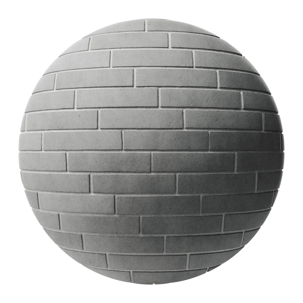 Concrete Architectural Brick Staggered PBR Texture - Sphere Swatch Preview | Superellipse