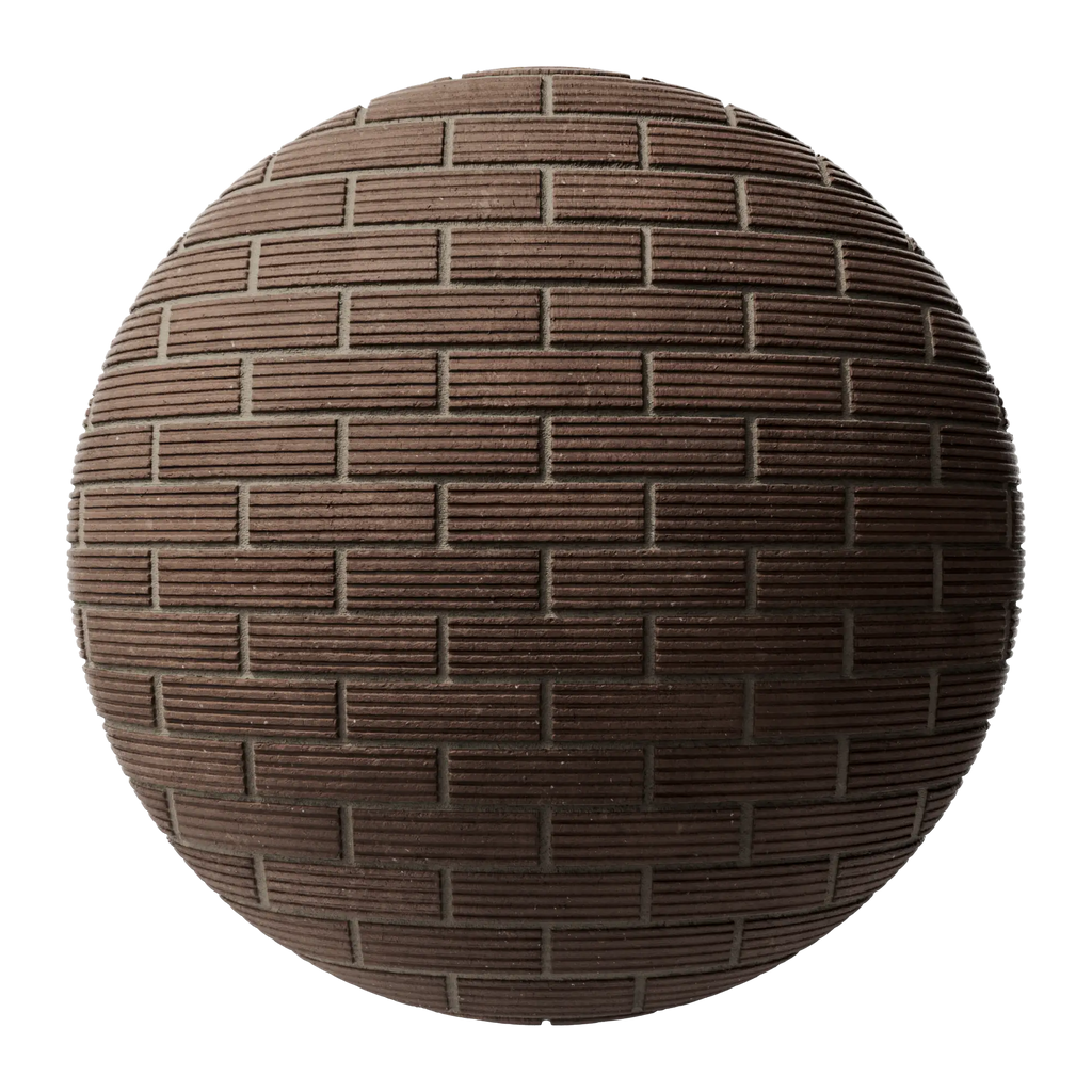 Long Grooved Belden Brick Running Bond PBR Texture - Sphere Swatch Preview | Superellipse