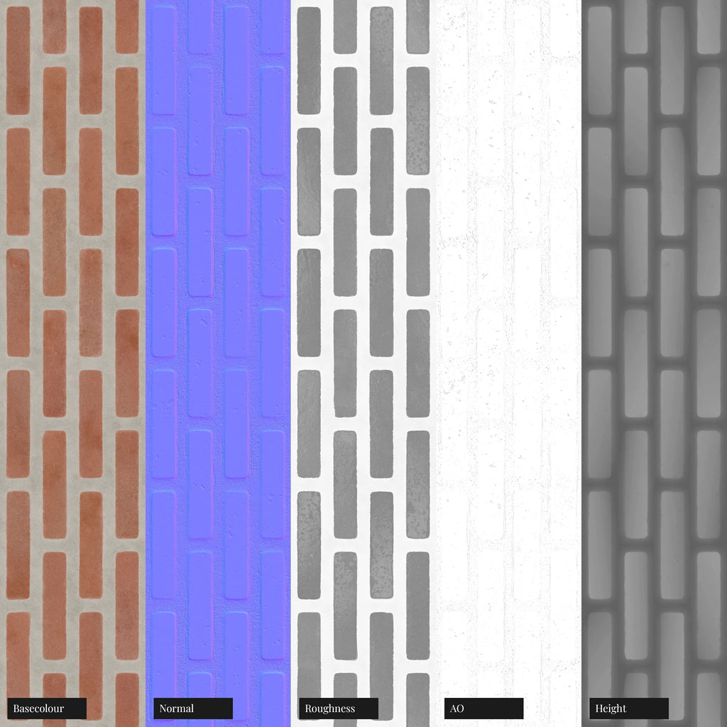 Terracotta Offset Finger Tile PBR Texture - Example Scene Visualization | Superellipse