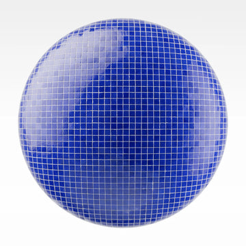 Zellige Royal Blue Mosaic Tile PBR Texture - Sphere Swatch Preview | Superellipse