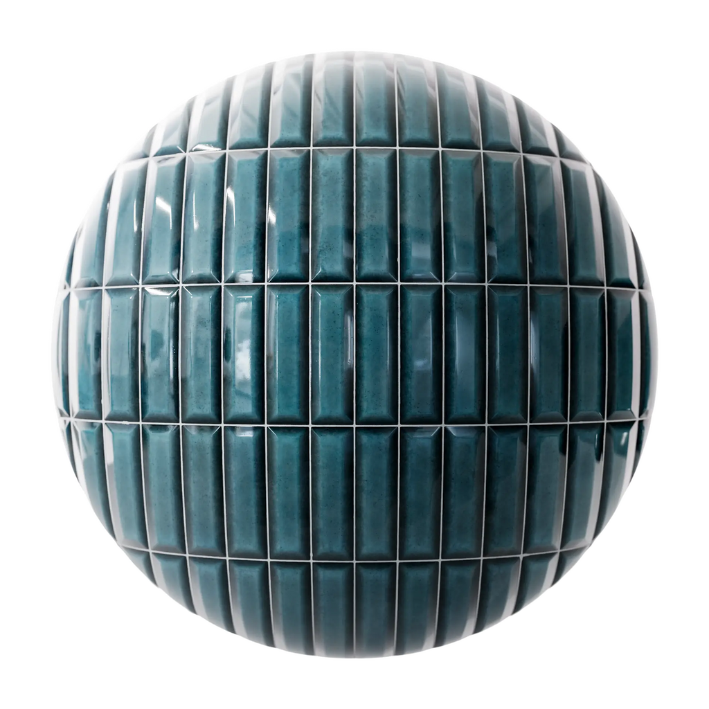 Convex Bevelled Ocean Stacked Tile PBR Texture - Sphere Swatch Preview | Superellipse