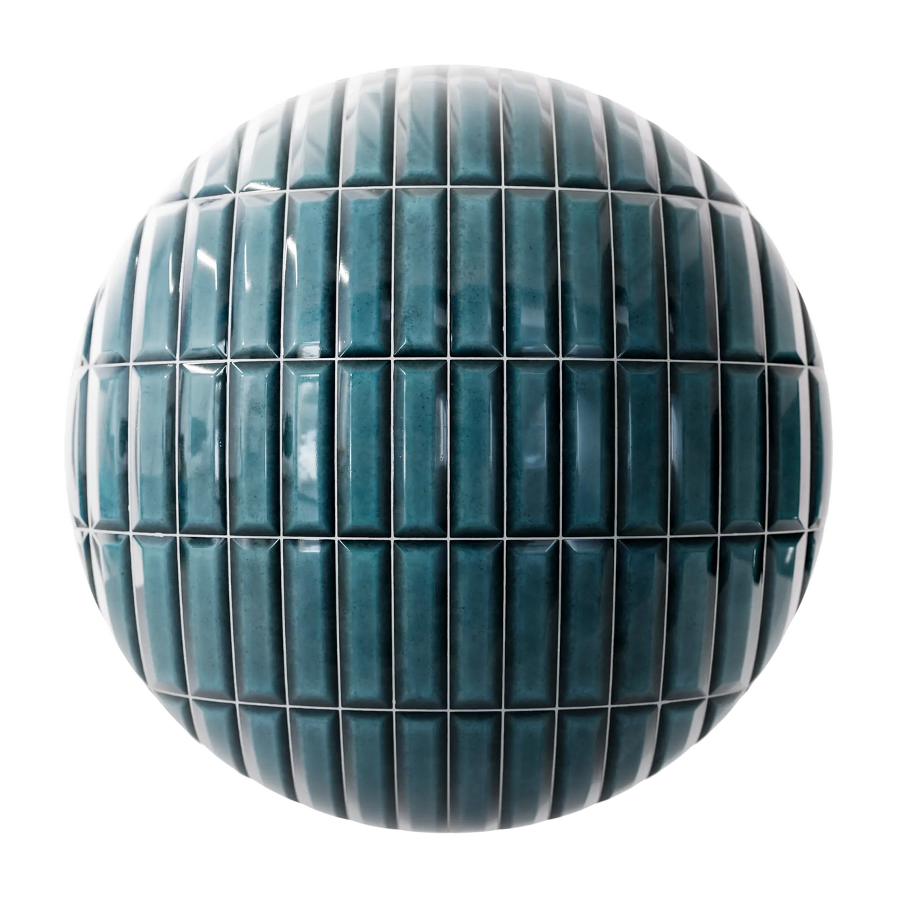 Convex Bevelled Ocean Stacked Tile PBR Texture - Sphere Swatch Preview | Superellipse
