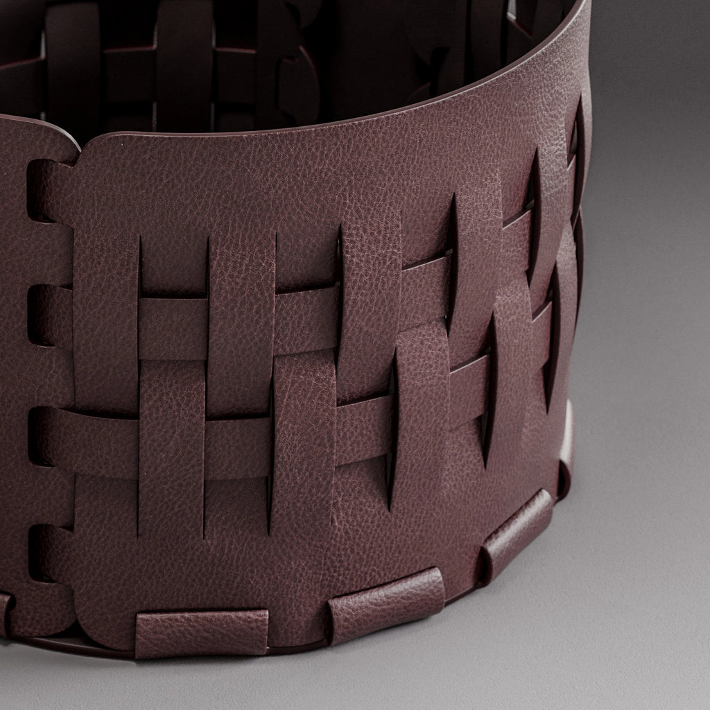 Burgundy Pebbled Full Grain Leather PBR Texture - Example Scene Visualization | Superellipse