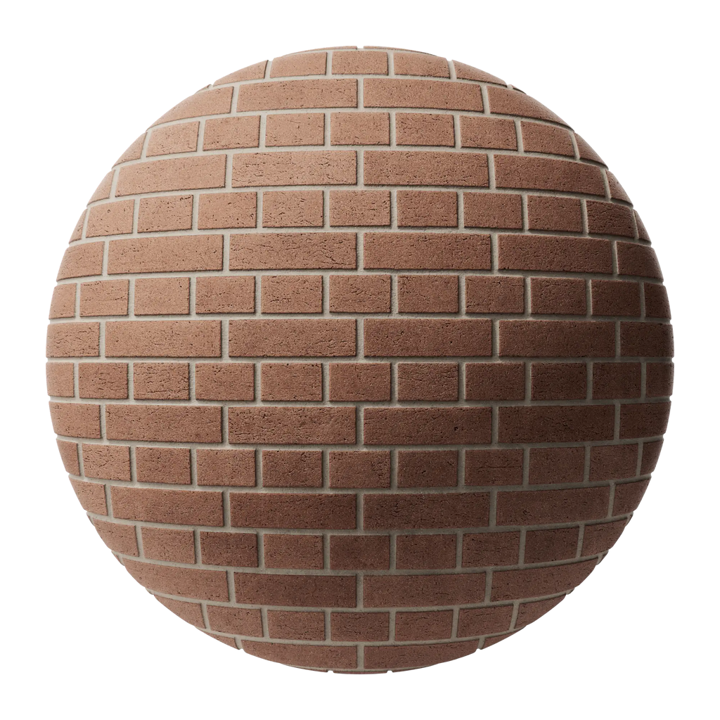 Red Clay Dragfaced English Bond Brick PBR Texture - Sphere Swatch Preview | Superellipse