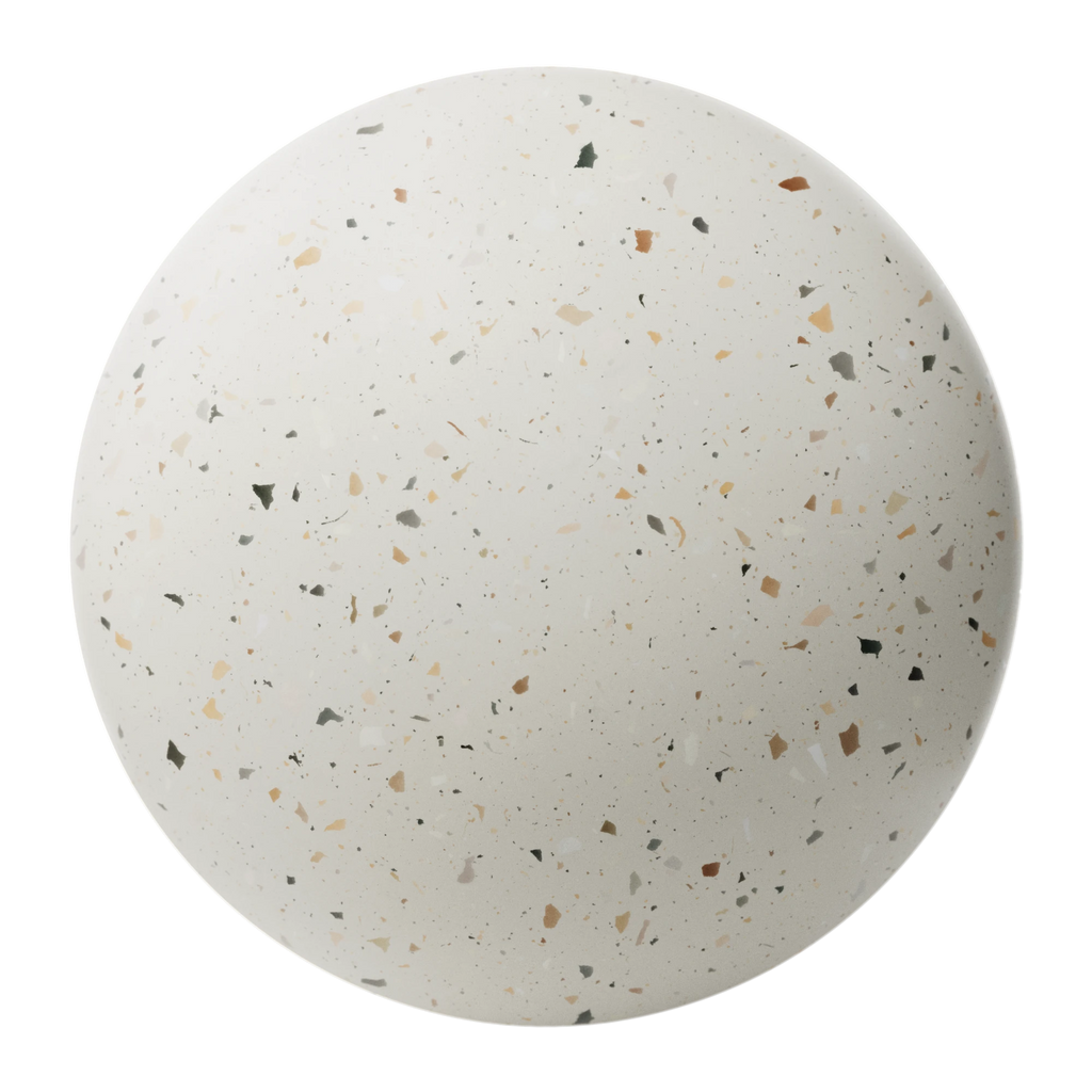 Off White Multicoloured Ceramic Terrazzo PBR Texture - Sphere Swatch Preview | Superellipse