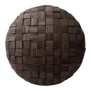 Bevelled Square Walnut Wood Panel PBR Texture - Sphere Swatch Preview | Superellipse