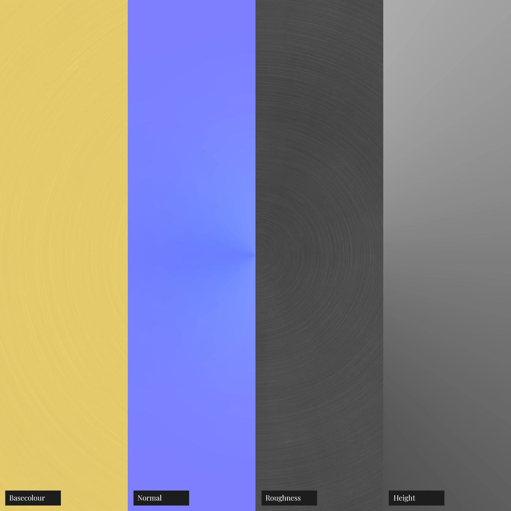 Radial Brushed Brass Metal PBR Texture - Example Scene Visualization | Superellipse