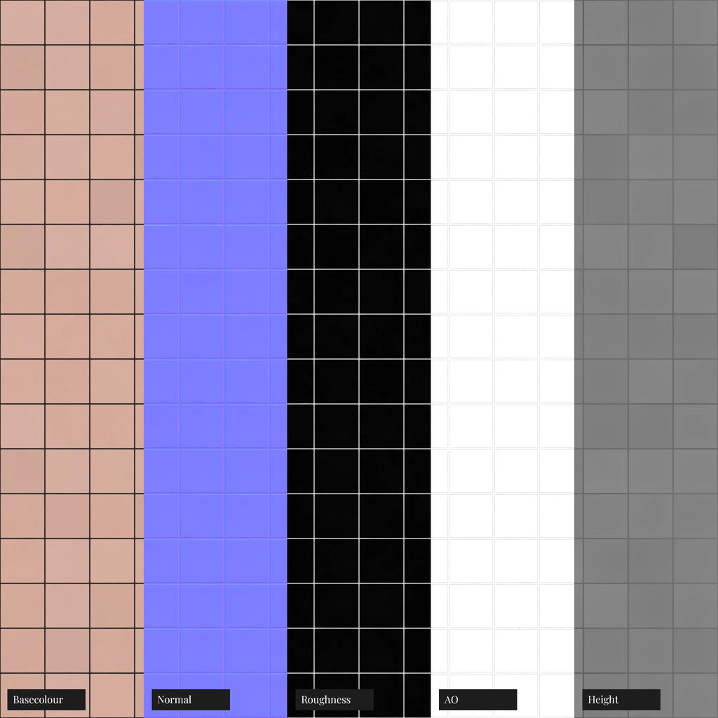 Contemporary Pink Tile Coordinated Grout PBR Texture - Example Scene Visualization | Superellipse