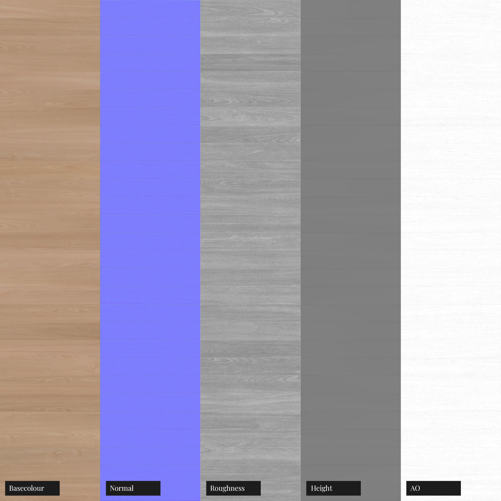 Beech Stack Bond Parquet Wood Floor PBR Texture - Example Scene Visualization | Superellipse