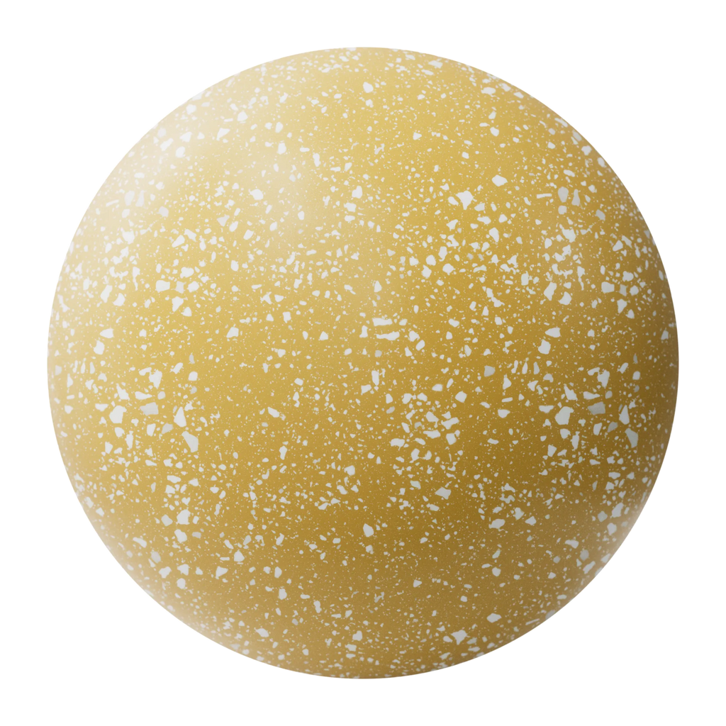 Dandelion Yellow Terrazzo Plastic PBR Texture - Sphere Swatch Preview | Superellipse