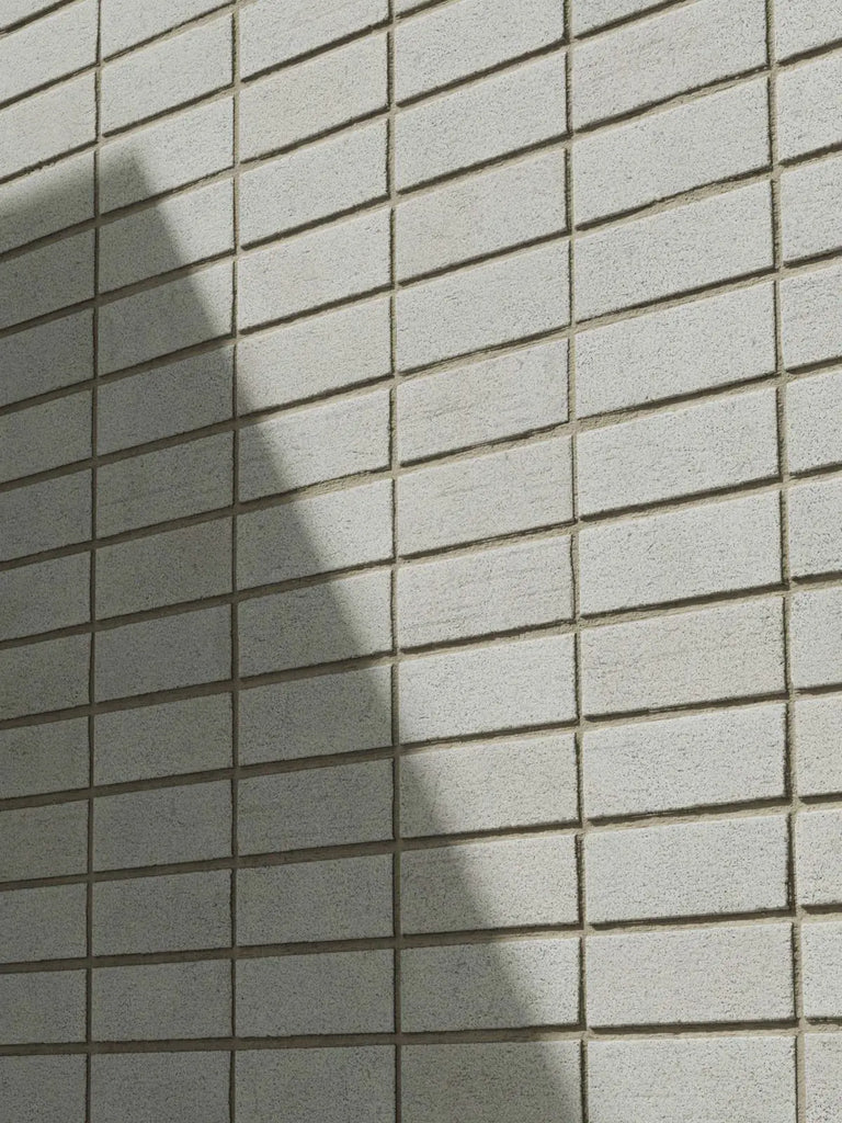 White Ash Specked Stack Bond Brick PBR Texture - Example Scene Visualization | Superellipse