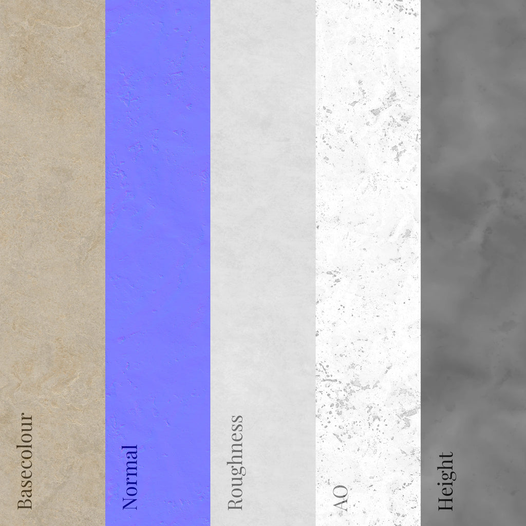 Moca Creme Natural Cut Limestone PBR Texture - Example Scene Visualization | Superellipse