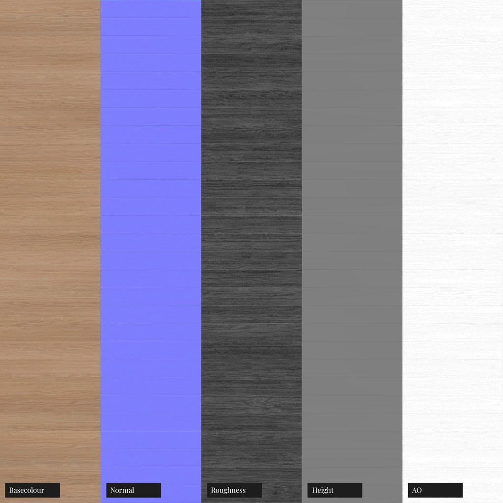 Natural Oak Stack Bond Parquet Wood Floor PBR Texture - Example Scene Visualization | Superellipse