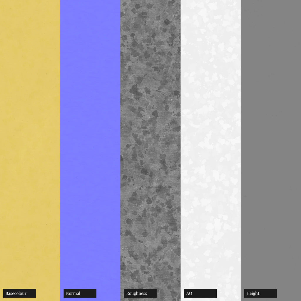 Galvanised Hotdip Brass Metal PBR Texture - Example Scene Visualization | Superellipse