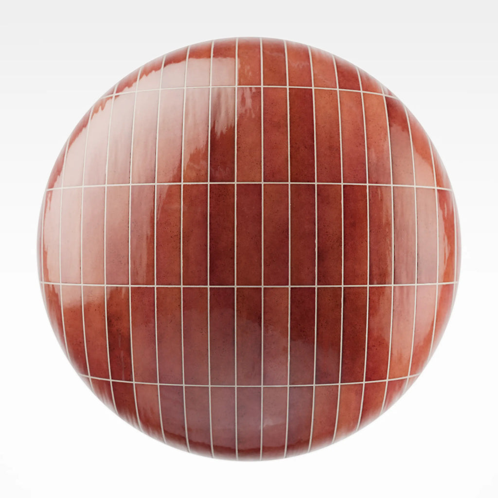 Hoxton Fire Red Stacked Tile PBR Texture - Sphere Swatch Preview | Superellipse