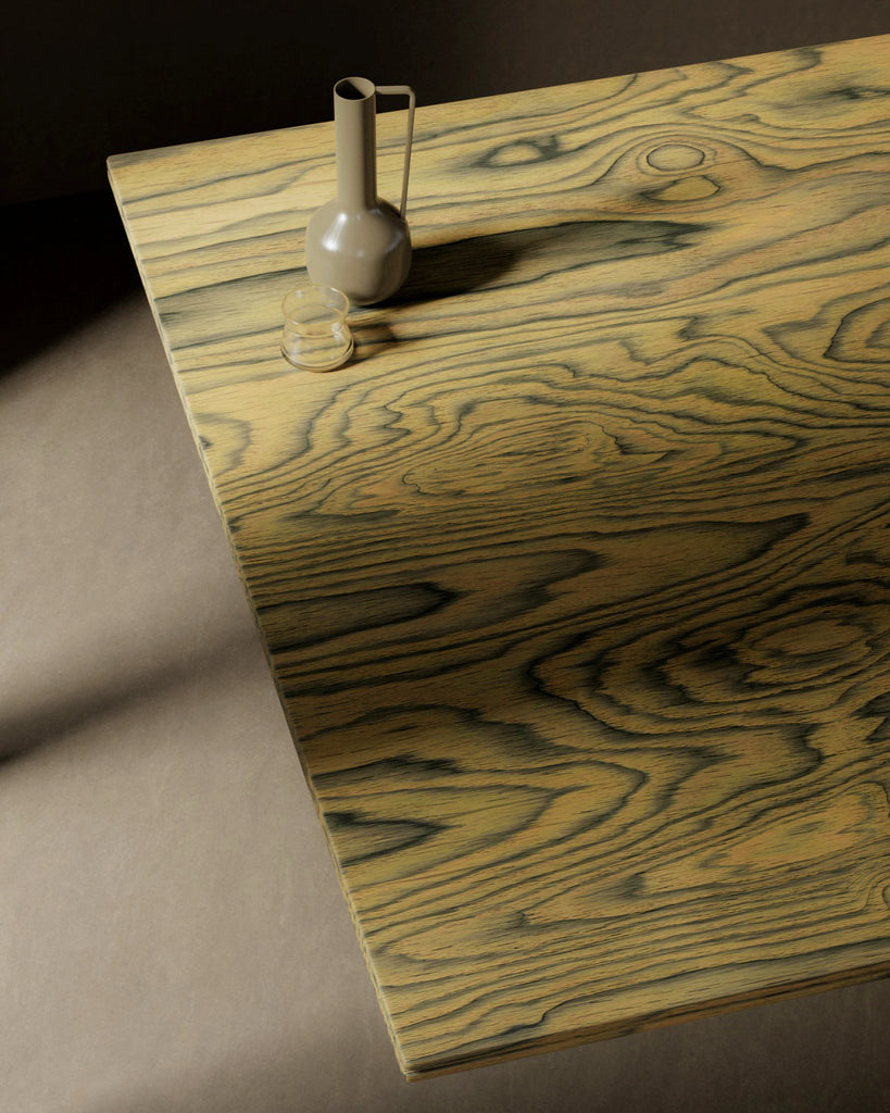 Sottsass Yellow Dyed Wood Veneer PBR Texture - Example Scene Visualization | Superellipse