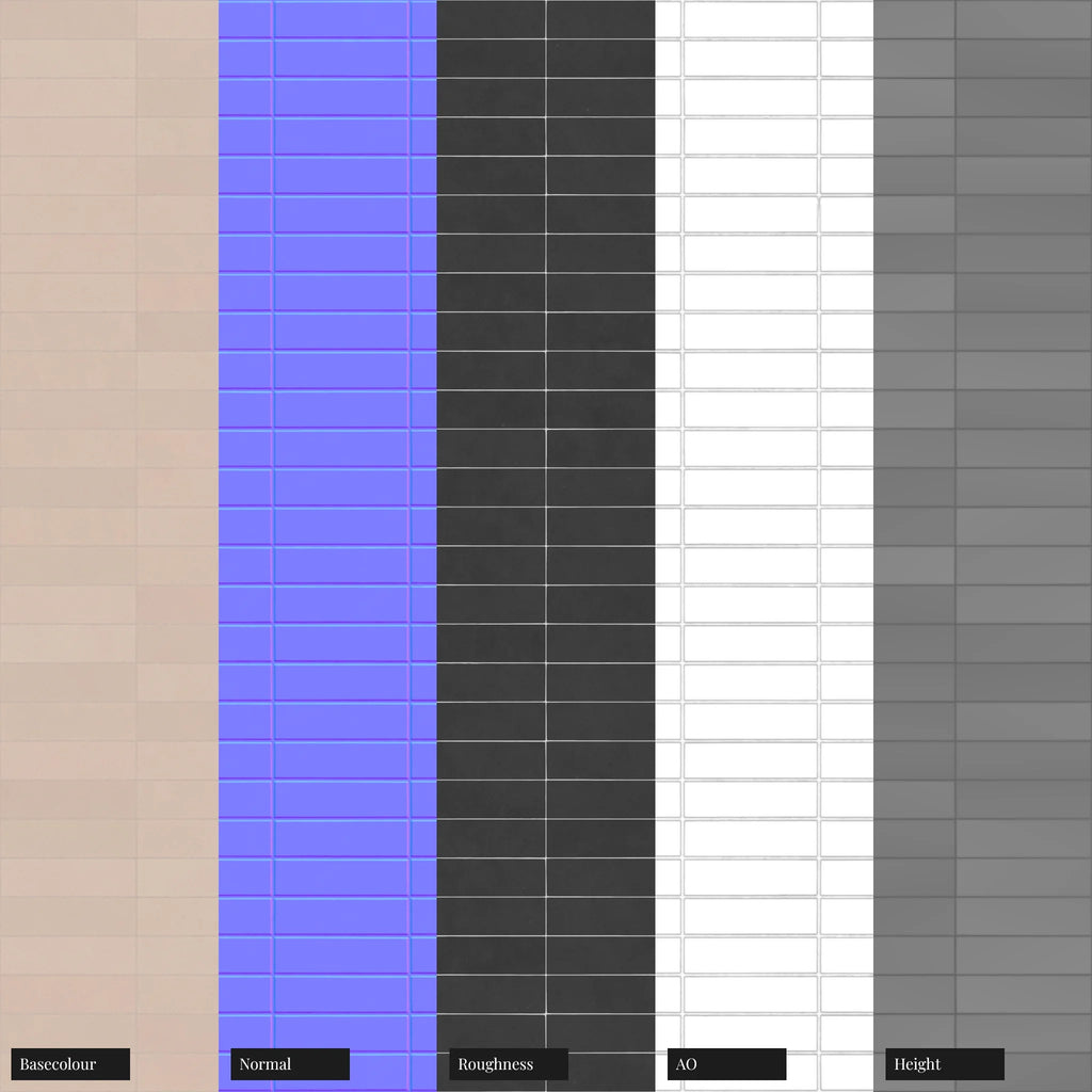 Stacked Matte Soft Beige Tile PBR Texture - Example Scene Visualization | Superellipse