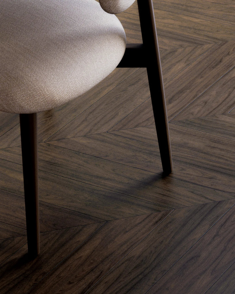 Natural Walnut Chevron Wood Floor PBR Texture - Example Scene Visualization | Superellipse