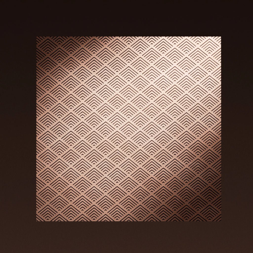 Etched Copper Panel Art Deco PBR Texture - Example Scene Visualization | Superellipse
